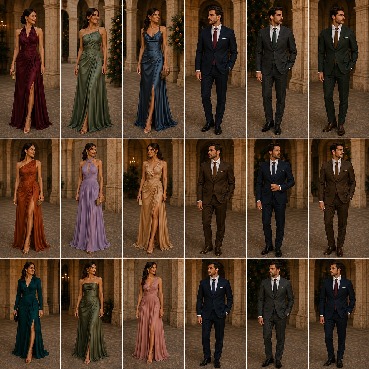 Inspiración de looks por color — vestidos y trajes